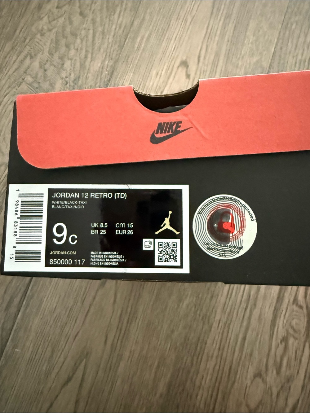 Nike Jordan 12 Retro Toddler Shoe Box - Black/White/Red - Picture 1 of 4